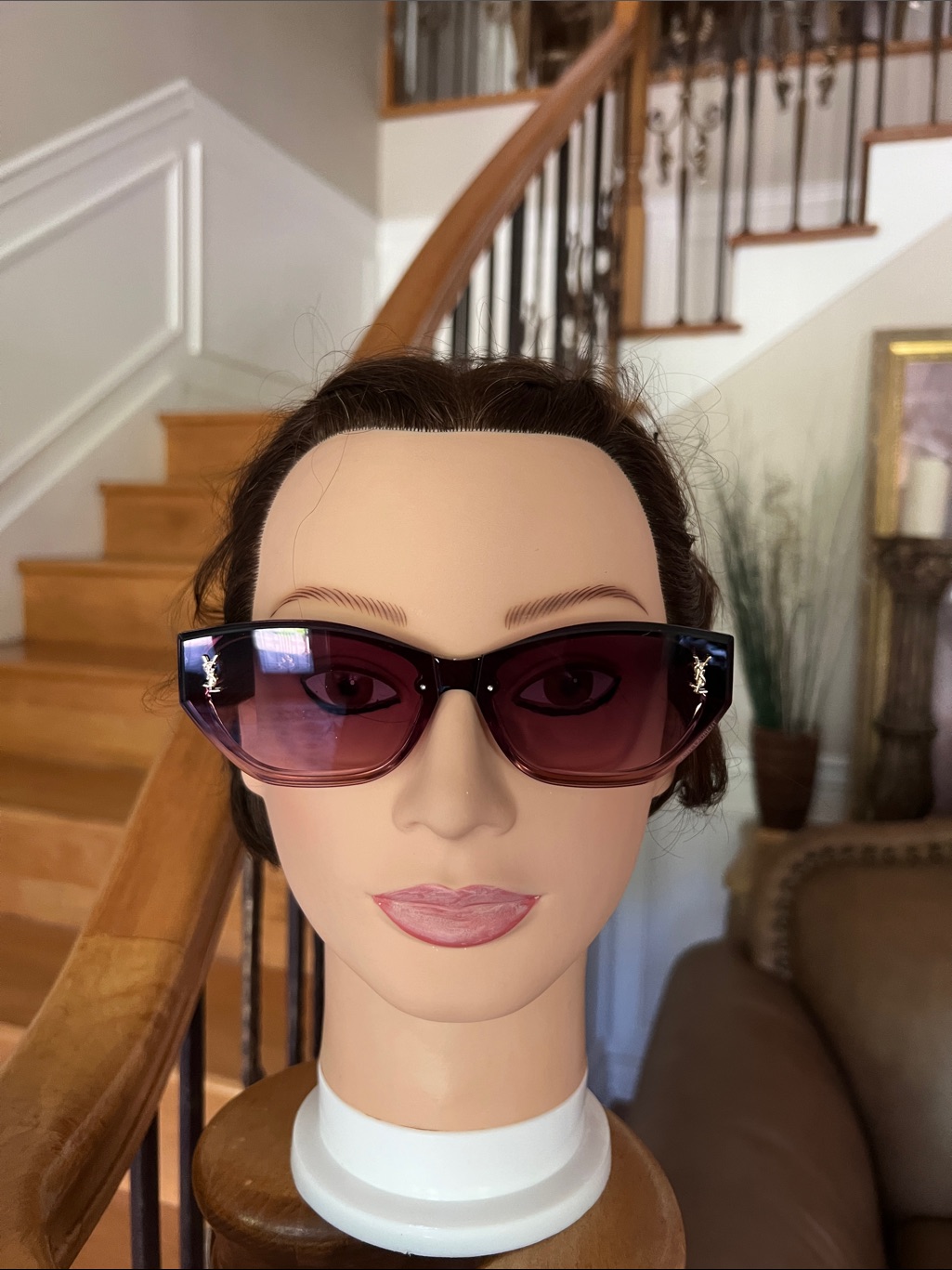 Yves Saint Laurent Purple Gradient Cat-Eye Sunglasses With Gold Logo